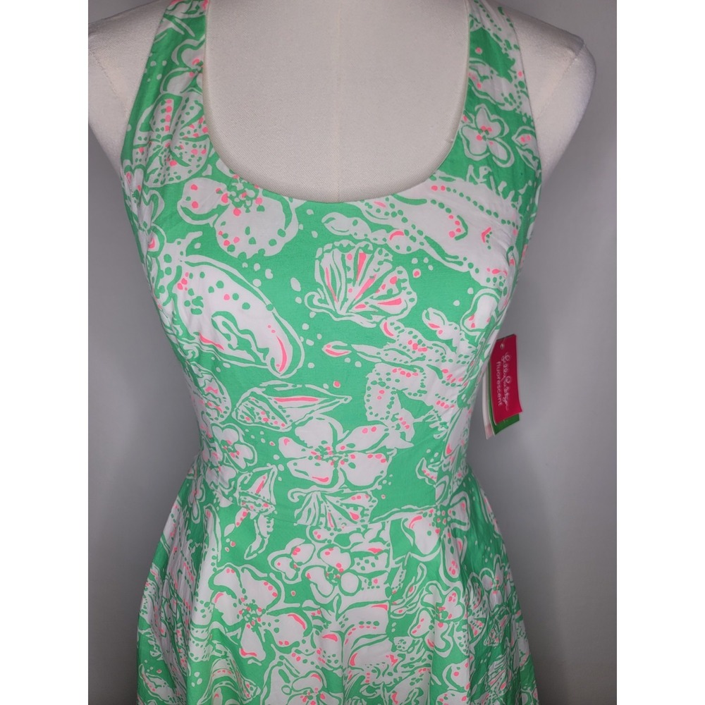 Lilly Pulitzer Fluorescent Sea Life Fit & Flare Dress Size 2 NWT Mint Green - Picture 4 of 12